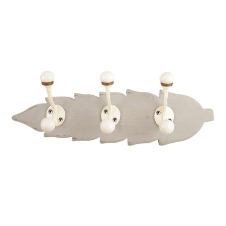 Grey Cream Double Loop Ceramic Iron Wooden Hooks